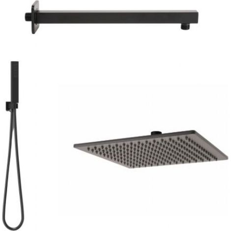 Metaform Brause Umgestaltungsset Schwarz Opak Quadratischer Arm Wassereinlauf Dusche und Kopfbrause (N25) (1/5)