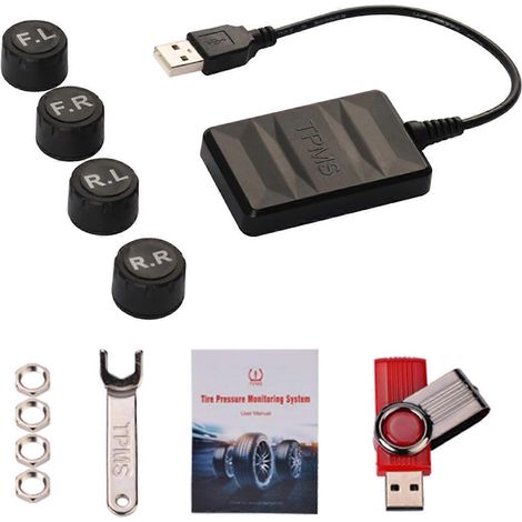 Système de surveillance de la pression des pneus de voiture avec capteurs externes USB TPMS pour la navigation (1/5)