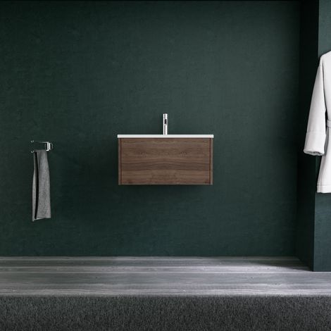 Inda - Mobile bagno L.60 con lavabo opaco / Rovere castano 1