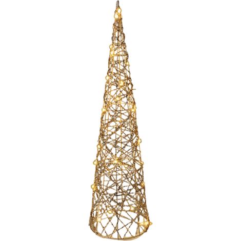 Albero di Natale "Supreme" cono glitterato con luci a led Color Oro -120 cm (1/4)