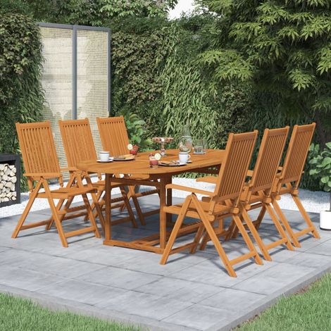 vidaXL Ensemble à manger d'extérieur 7 pcs Bois d'acacia solide 150-200 cm