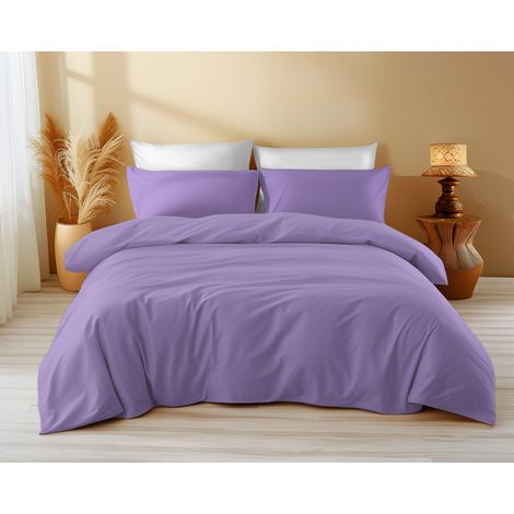 Copripiumino in Cotone Tinta Unita Lilla - Tempo di Dormire, 100% Puro Cotone, Morbido, Traspirante, Made in Italy Cm. 155X200