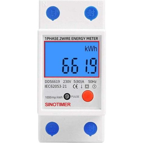 YMYNY Einphasiger elektrischer Unterzähler, 80 A max. modular, Einzeltarif, LCD-Anzeige. (1/4)
