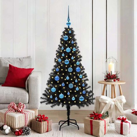 Weihnachtsbaum mit 150 LEDs mit Ständer Schwarz 150 cm PVC