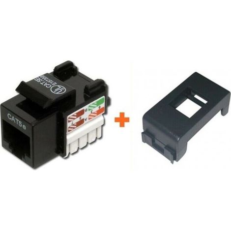 Keystone presa rete RJ45 cat.5e utp compatibile serie Abb Elos nero nera