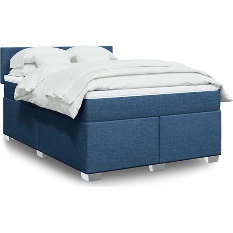 Boxspringbett mit Matratze Blau 140x190 cm Stoff