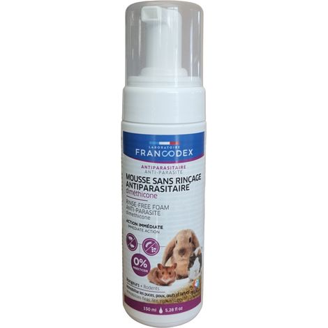 Mousse sans rinçage antiparasitaire au dimethicone pour rongeur 150ML - Francodex (1/3)