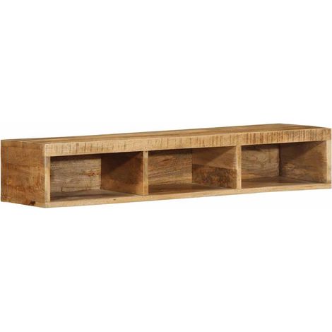 Mobile TV a Parete 100x30x19 cm Legno Grezzo Massello di Mango vidaXL (1/5)