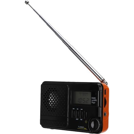 Lecteur MP3 portable multifonctionnel avec entrée USB/TF, récepteur radio FM/MW et haut-parleur intégré (1/5)