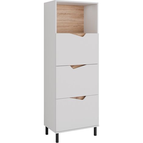 Aparador Marelle, Blanco/Artesano, 60 x 169.5 cm con 4 compartimentos, Vicco (1/5)