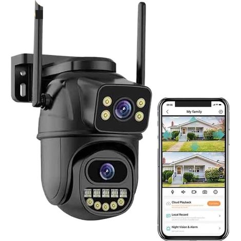 Caméra de sécurité à Domicile Caméra de Surveillance 4K 8MP, Double Objectif, Zoom numérique 4X, détection Humaine AI, caméras IP PTZ de sécurité extérieure(4MP NO SD Card) (1/5)