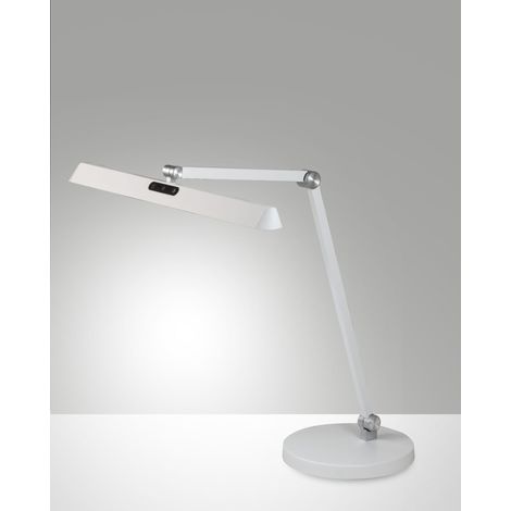 Lampada da Tavolo Beba LED 12W Bianca, Tecnologia CCT 3000K-4000K-6000K, Struttura in Alluminio e Metacrilato, Dimmerabile a Tatto - Beba