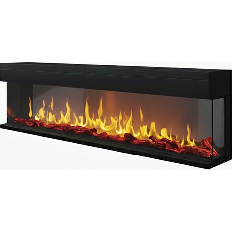 Chemin'Arte – Cheminée électrique encastrable 3D 180 cm – Effet flammes LED 3 faces – Chauffage 2000W pour 30 m² – Télécommande LCD