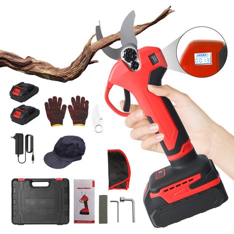 Sécateur Électrique sans Fil 21V, Sécateur Brushless avec 2 Batteries et Écran LCD, Professionnel, Coupe 30mm, pour Verger Agricole (1/5)