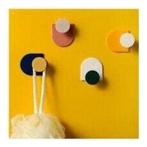 Crochets muraux adhésifs Lot de 4 crochets géométriques étanches pratiques Crochets muraux résistants (1/3)