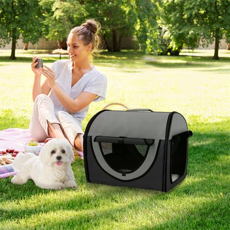 Portable Pet Carrier for Cats and Small Dogs with Removable Steel Frame, Washable Cushion, Ventilated Mesh Windows and Storage Bag