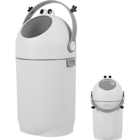 15-Liter-Windeleimer – geruchshemmendes Design – um 180 Grad drehbare Lünette – Kunststoffmaterial – Cartoon-Stil-Aussehen – geeignet für Babys – 26 x 26 x 55 cm – Grau – FLASIDU (1/5)