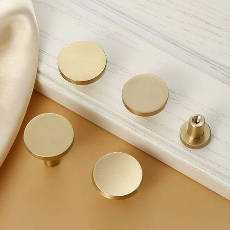 royaluxe -6 poignées de tiroir, poignées de meubles en laiton doré, poignées d'armoire rondes, poignées de porte de cuisine décorative 20 25 mm, avec perles suspendues (1/5)