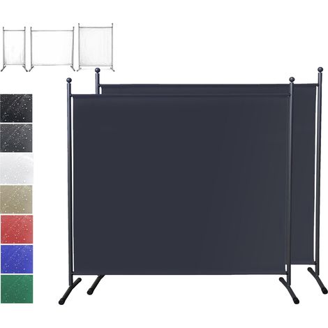 2 Stück Paravent 180 x 78 cm Stoff Raumteiler Klein Stellwand Trennwand Balkon Sichtschutz Weiß