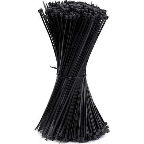 Serre-cables électriques 200 x 2.5 mm Attaches de Cable en Plastique Nylon Autobloquantes Noir 500 Pièces- (1/5)