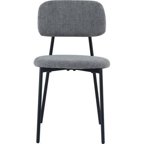 Lot de 4 Chaises – Piètement Métal Noir & Tissu Anthracite Style Contemporain (1/5)