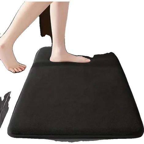 Badematte, rutschfeste Rückseite, plüschiges Wildledermaterial, 60x90cm-a, schwarz (1/2)