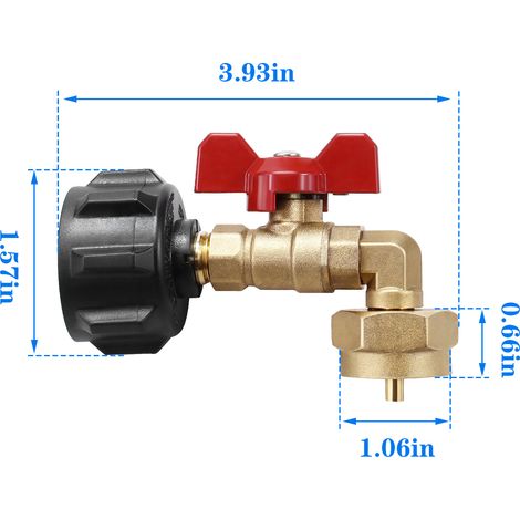 Outdoor camping propane cylinder filling connector with ball valve, pressure gauge, brass gas cylinder QCC1 adapter (1/4)