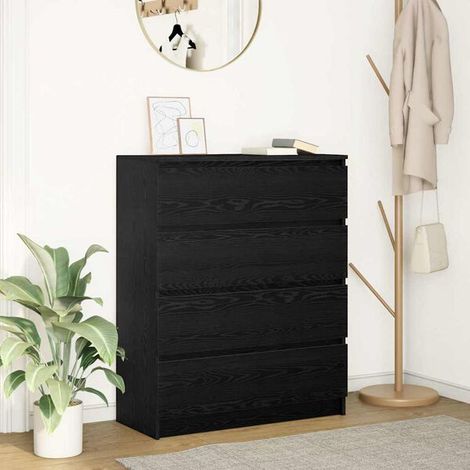 Buffet Chêne Noir 80 x 35 x 99 cm En Bois D'ingénierie (1/4)