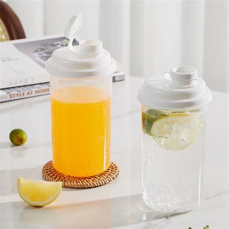 Bouilloire À Remplissage - Bouilloire En Plastique Avec Couvercle Et Bac À Fruits - Pour Thé Glacé Limonade Lait - 1 L - Blanc (1/5)