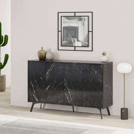 Credenza Earl, Madia 6 Ripiani, 12 Vani, 6 Ante, 123x35x77h cm Grigio (1/4)