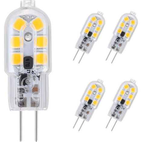 G4 LED Ampoule,5-Pack Blanc chaud 30W Ampoules Halogènes Équivalentes,Ampoule LED G4 3W Économie Pour Les Ampoules de Hotte,AC/DC 12V 180LM 3000K [Classe énergétique F] (1/5)