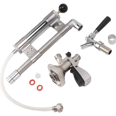 Pompe à bière manuelle de 20 cm (8 pouces) en acier inoxydable, type A, pour l'intérieur, l'extérieur, les pique-niques, les fêtes et le camping. (1/5)