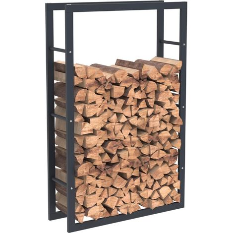 Bc-elec - HHWPF0022 Rangement à bois en acier noir 125x80x25CM, rack pour bois de chauffage, range-bûches