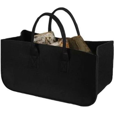 Accessoire décoration Stylish sac de rangement spaper Picnic vêtements Felt Firewood Shopping Travel panier noir (1/5)