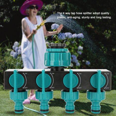 4-Wege-Gartenwasserverteiler, Schlauchanschluss mit Absperrventil, Messing-Adapterverbinder für die Gartenbewässerung (1/5)