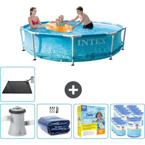 Intex Rundrahmen-Schwimmbecken – 305 x 76 cm – Wasserdruck – Inklusive Zubehör CB25