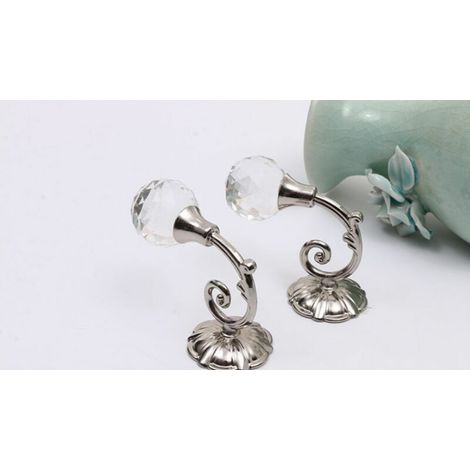 Métal Cristal Verre Rideau Fixat Mur Fenêtre Rideau Attache Crochet Cintre (2 pcs par paquet) (argent) (1/4)