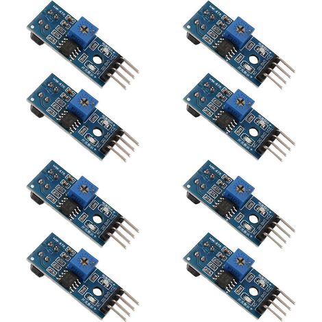8 modules de détection de lignes de barrière photoélectriques infrarouges TCRT5000 pour robots et voitures intelligentes (1/5)