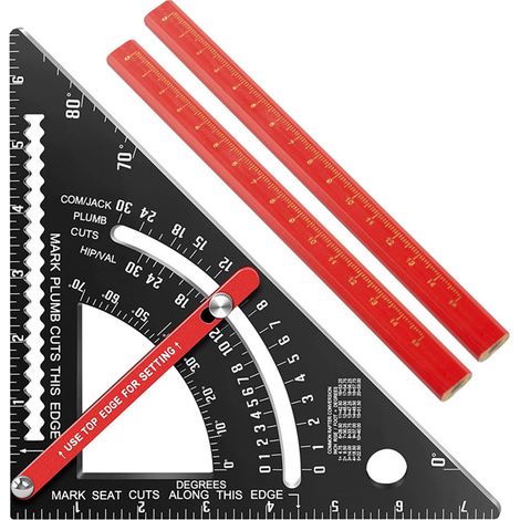 7-Zoll-80°-verstellbarer Zimmermannswinkel, Kombinationsdreieck, Winkelmesser, Firstbalken mit 2 Zoll-Bleistiften (1/5)