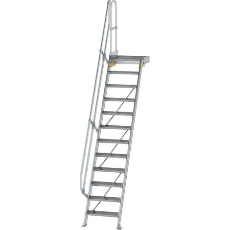 MUNK Treppe mit Plattform 60° inkl. einen Handlauf, 600mm Stufenbreite, 12 Stufen