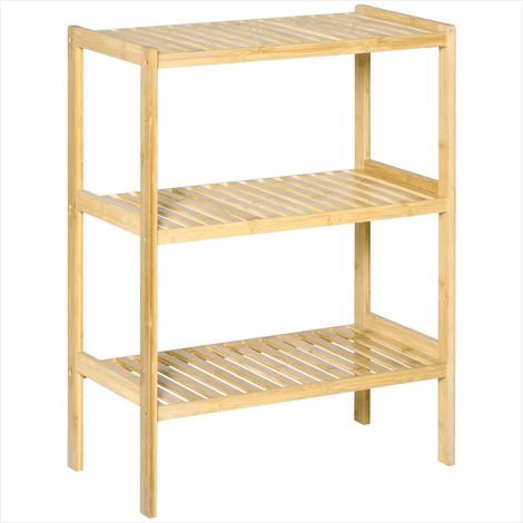 Bibliothèque en bambou 3 niveaux 62 x 33 x 80 cm Bois de bambou (1/5)