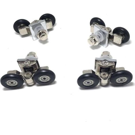 Lot de 4 roulettes pour porte de douche réglables 25 mm