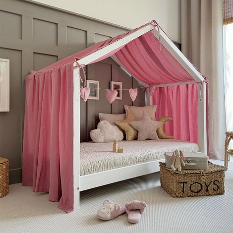 Ciel de lit en mousseline pour 90x190 Rose