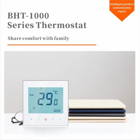 Weekly programmable water heating thermostat 5 A AC95-240 V with touch LCD screen and room temperature controller (1/5)