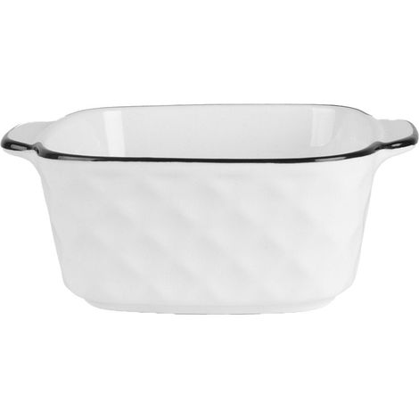Bol en céramique blanche avec bord noir pour soupe, petit-déjeuner et collation 400 ml - PANGIVO (1/3)