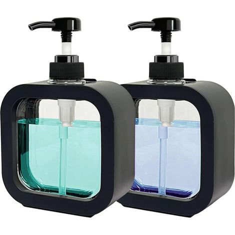 Jabón, champú y gel de ducha, 500 ml, recargable con gel de ducha, champú y jabón (negro) (1/5)