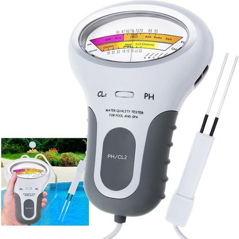 Appareil de mesure de la qualité de l'eau à double fonction - pH-mètre - Testeur d'eau 2 en 1 pour piscine et spa - Testeur de qualité de l'eau - pH-mètre et chloromètre électronique - Testeur d'eau n (1/4)