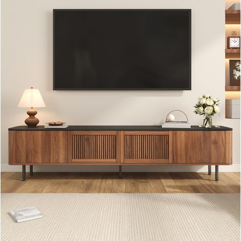TV-Schrank 190x35x45 cm Nussbaum MDF und Holzwerkstoff mit Gittertüren und Stauraum (1/5)