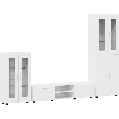 Maison Exclusive - Ensemble meuble TV avec tiroir FLORIN 3 pcs Blanc brillant (1/5)