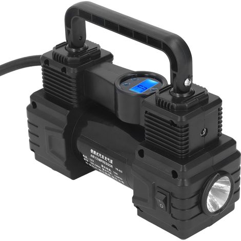 Compresseur d'air 12V portable 120PSI, pompe à pneus puissante pour voiture, vélo et équipement de sport, avec lampe de secours LED. (1/5)